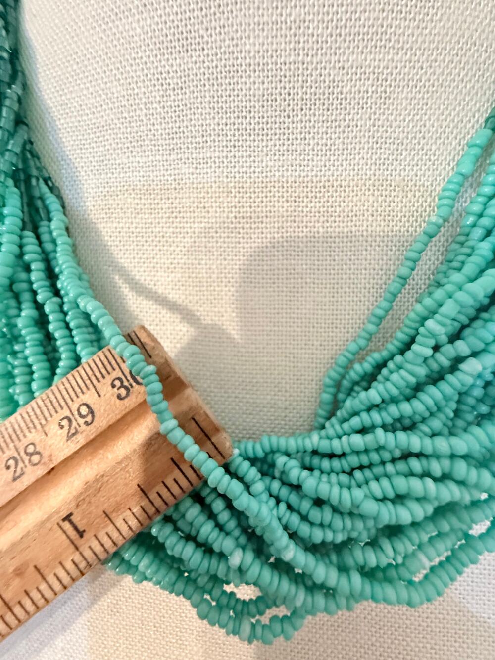 Vintage Multi-Strand Green Seed Bead Statement Necklace 18”